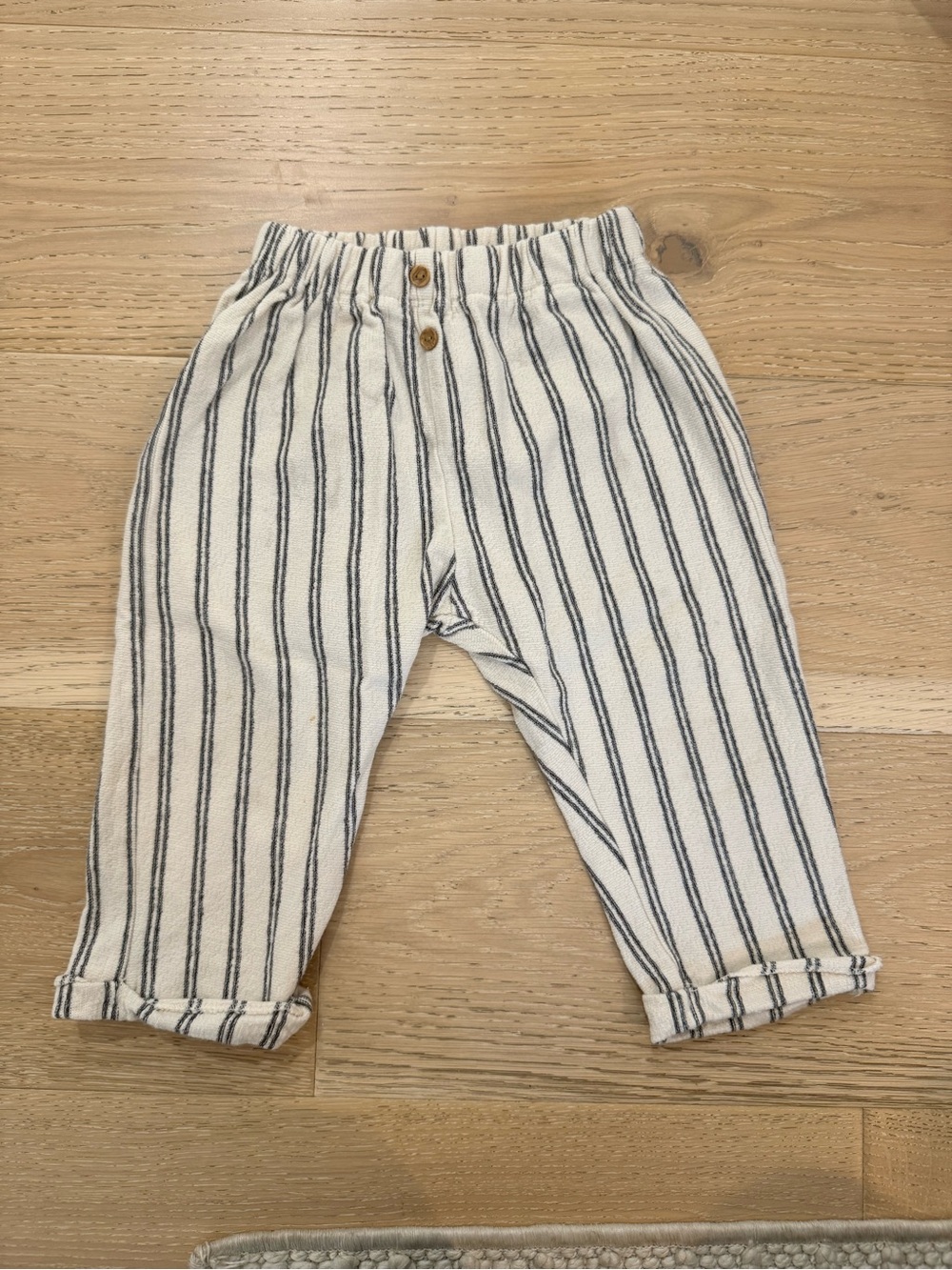 H&M Cream and Navy Vertical Stripe Pull-On Kids Pants